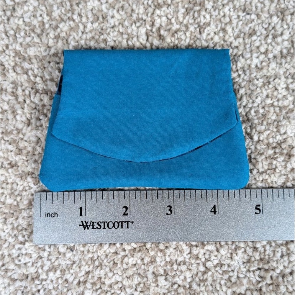 Teal Blue Pocket Wallet Coin Pouch Card Holder Small Clutch Fabric - Picture 5 of 6